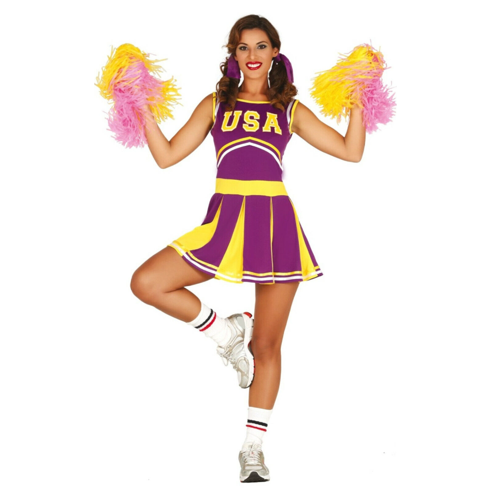 Womens Cheerleader Fancy Dress Outfit Uniform Halloween Costume Usa High School Papootz 