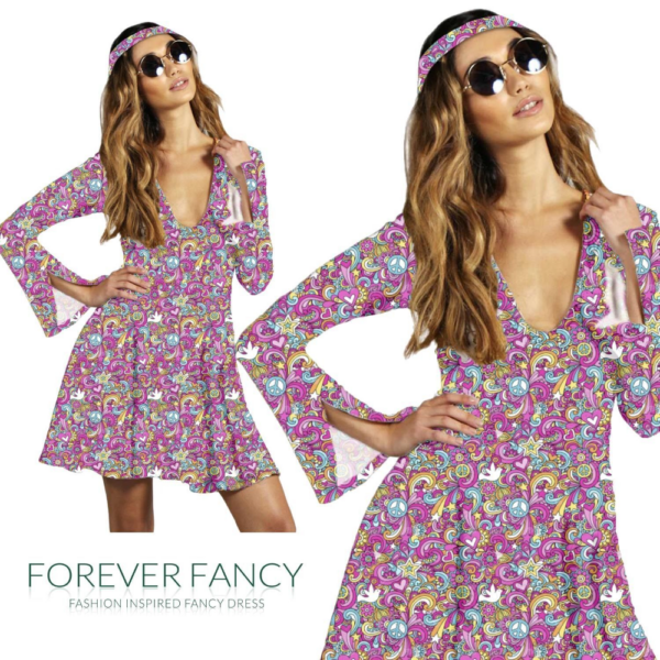 Ladies Hippie Flower Power Costume