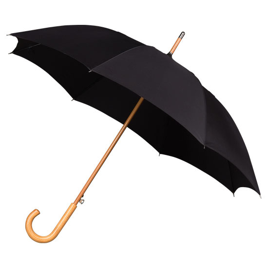 Wood-Stick-Umbrella-Black