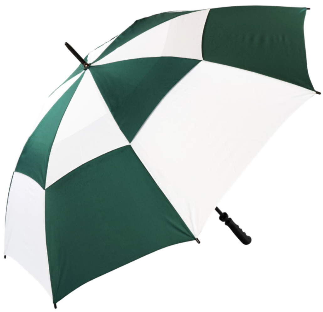 green golf umbrella.