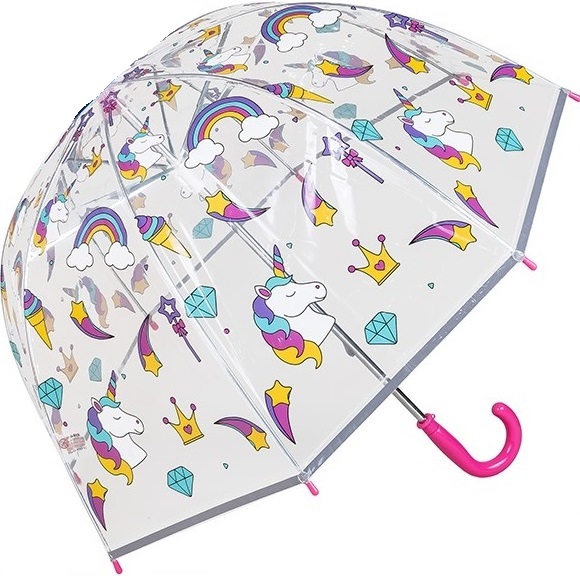 Kids Umbrella Domed Unicorn Boys Girls School Travel Brolly
