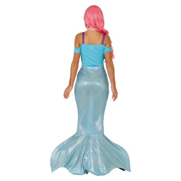 Women's blue and purple mermaid costume with a shimmering finish
